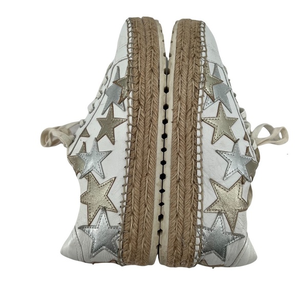 Marc Fisher White Gold Silver Star Platform Jute Sneakers Size 7 1/2 Women’s - Picture 7 of 10
